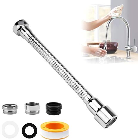 1 Pièce Rallonge Robinet, Acier Inoxydable, Rotation 360°, Adaptateur Filetage, Cuisine Salle De Bain (1/5)