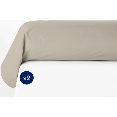 Lot de 2 taies de traversin 100% coton 57 fils – Dimensions 85x185 cm – Souples et résistantes – Coloris beige crème – Home Linge Passion