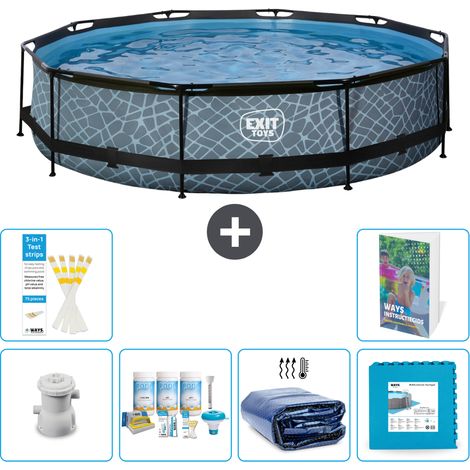Exit Pool Rund - Steinoptik - 360x76 cm - 7-teilig S188
