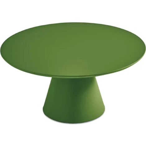 Tavolino rotondo con piano in legno e base in metallo Verde - TRIADE Large (1/2)