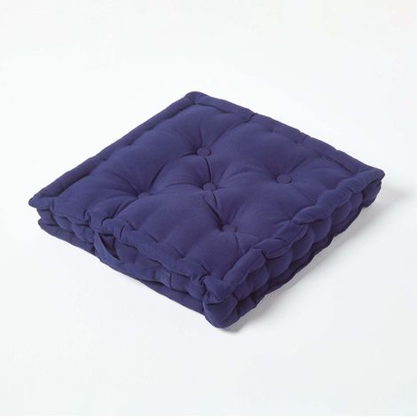HOMESCAPES Coussin de sol - Bleu Marine - 40 x 40 cm