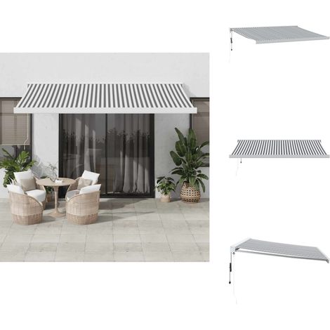 Auvent rétractable anthracite et blanc 4x3 m tissu et aluminium - Auvent Rétractable - Abri Solaire - Pergola Murale - Protection Solaire - Parasol Mural (1/5)