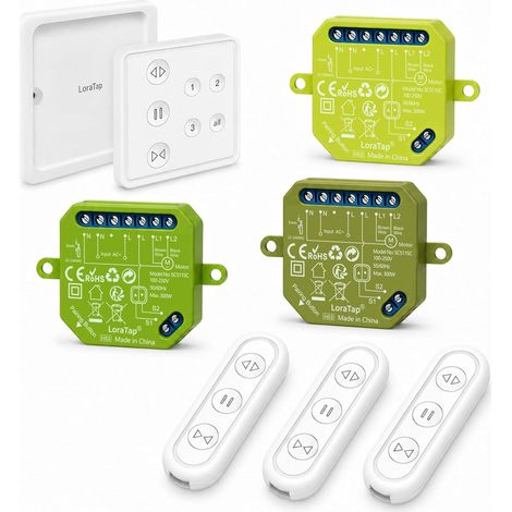 Kit d'interrupteurs de volet roulant WiFi + Bluetooth : contrôle RF - principal à 3 canaux et télécommande - Temps et scènes