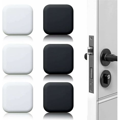 Butoir de porte mural grand 6 pièces tampon de porte autocollant en caoutchouc blanc/noir 45mm×45mm tampon de poignée de porte tampon mural pour poignées de porte contre butée de porte (1/5)