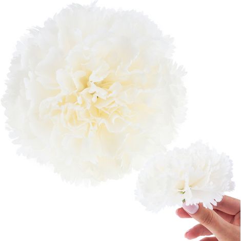 CV31484-1 Testa di garofano, fiori artificiali per decorazioni, colore bianco (1/5)