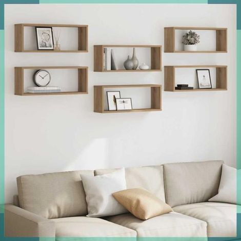 Étagère murale en forme de cube - 856591 - chêne artisanal - lot de 6 - 60x15x23 cm (1/5)