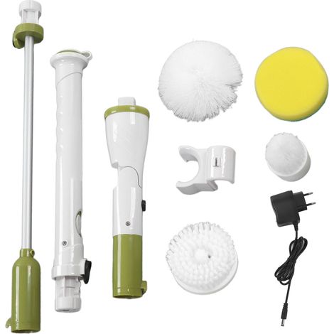 Kabellose elektrische Reinigungsbürste mit langem Griff – Bad- und Bodenreiniger – 100–240 V mit grünem EU-Stecker (1/5)