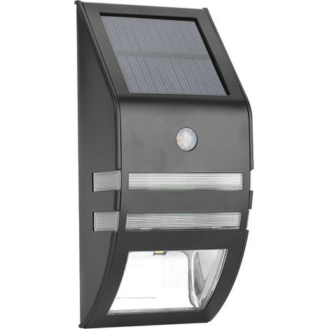 Capteur de mouvement PIR à énergie solaire 2 LED chemin applique murale lampes de sécurité de jardin noir blanc chaud. (1/5)