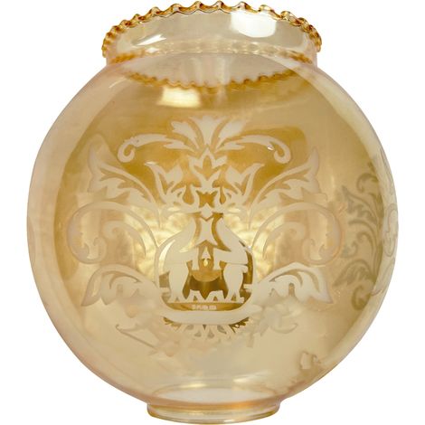 Abat jour verre satiné gravé ambré, forme boule, diam. 120 mm - Tibelec (1/5)
