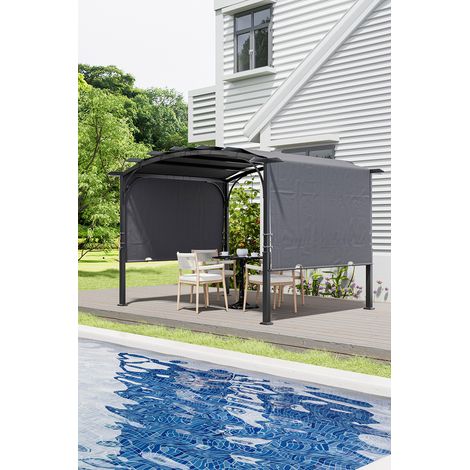 360cm W Retractable Arc-Shaped Steel Pergola (1/4)