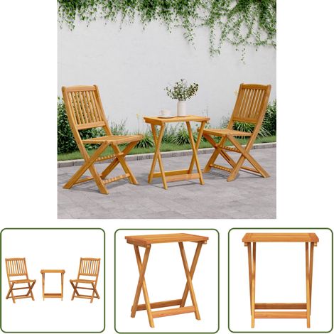 The Living Store 3-tlg. Garten-Essgruppe Klappbar Massivholz Akazie - Gartenmöbel - Essgruppe - Gartentisch - Gartenstühle - Holzmöbel