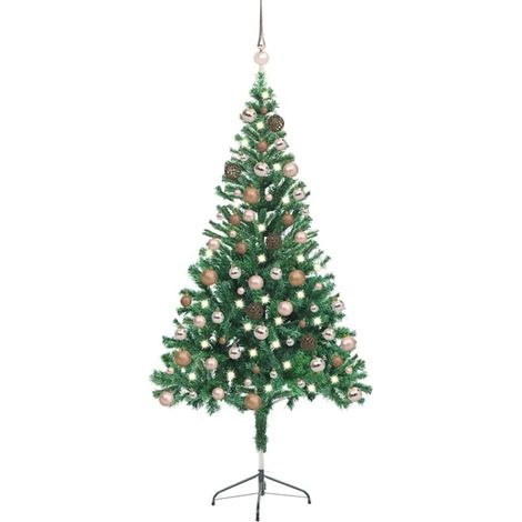 vidaXL Beleuchteter Kunststoff-Weihnachtsbaum mit Kugeln, 150 cm, 380 Zweige (1/5)