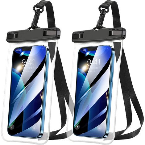 Pochette étanche pour smartphone (lot de 2) - Étui étanche IPX8 pour téléphone 6,9 pouces - Tactile - Sac de transport étanche (1/5)