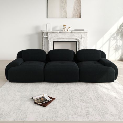 Canapé 3 places modulable en tissu côtelé, sofa sans montage pour salon ou chambre, base antidérapante noire (1/5)