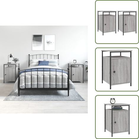 Comodino da soggiorno - vidaXL Comodini 2 pz Grigio Sonoma 40x42x60 cm in Legno Multistrato - Comodino in ferro