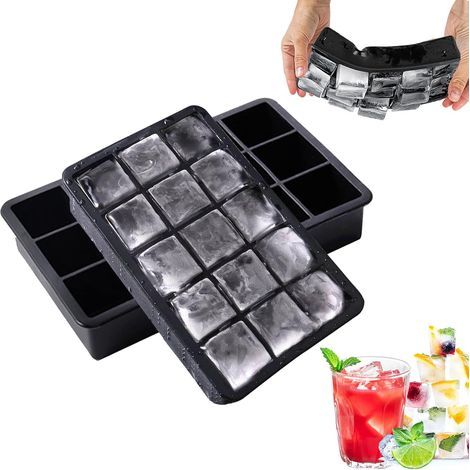 Silikon-Eiswürfelformen für Pürees, Cocktails, Whisky, Eiswürfel, 15 Fächer, 2er-Set (1/5)