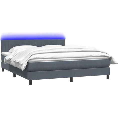 Boxspringbett mit Matratze & LED Dunkelgrau 180x210 cm Samt vidaXL
