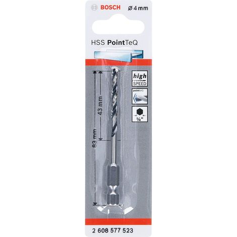 Bosch Accessories 2608577523 - Set di punte PointTeQ (per metalli, Ø 4,0 mm, lunghezza totale 83 mm, attacco esagonale di ¼, accessori per trapano e trapano) (1/5)