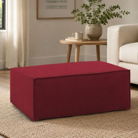 Talamo Italia - Pouf Assisi, Pouf da salotto, Poltroncina relax in tessuto imbottito, 100% Made in Italy, 100x70h43 cm, Rosso (1/5)