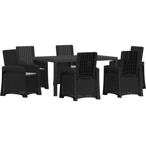 Maison Exclusive - Set da Pranzo per Giardino 7 pz Antracite e Grigio chiaro PP (1/5)