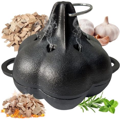 Ahumador y sartén para ajos de hierro fundido - Apto para parrilla y horno (1/5)