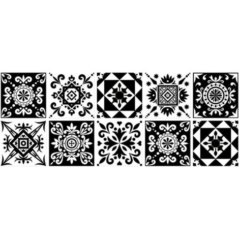 BUNTHAUS Credence Adhesive Pour Cuisine, Stickers Muraux Carrelage Adhesif Mural Salle de Bain, Autocollant Carreaux Adhesif Deco Cuisine, Noir et Blanc, 20 pieces, 15x15 cm (1/3)