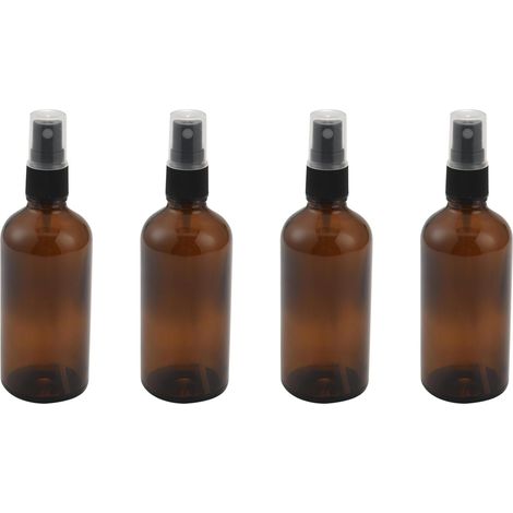 4X Pulvérisateur en Verre Ambré de 100Ml avec Pulvérisateurs Atomiseurs Noirs,Récipient Réutilisable pour Utilisation D' Essentielle/Aromathérapie (1/5)