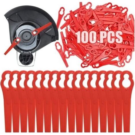 PA 100 lames de rechange en plastique rouge pour tondeuse à gazon Ryobi VonHaus Swift (1/4)
