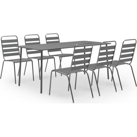 Maison Exclusive - Set Mobili da Pranzo per Giardino 7 pz in Acciaio Grigio Scuro