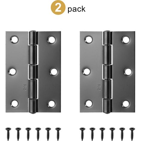 (Noir 75,5 mm, lot de 2) 2 charnières en acier inoxydable pliables à 270°, petites charnières noires pour portes de placards de cuisine, meubles en bois (1/5)