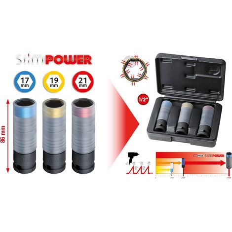 KS Tools SlimPOWER Impact-Stecknuss-Satz, 3-tlg, 1/2