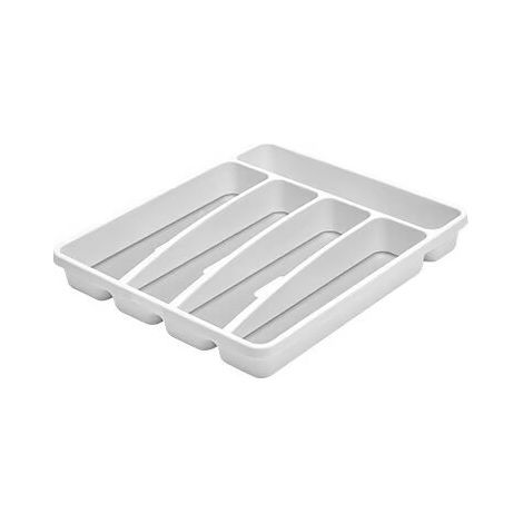 Organiseur de tiroir de cuisine 5 compartiments doux au toucher, blanc et gris, 5 section (1/2)
