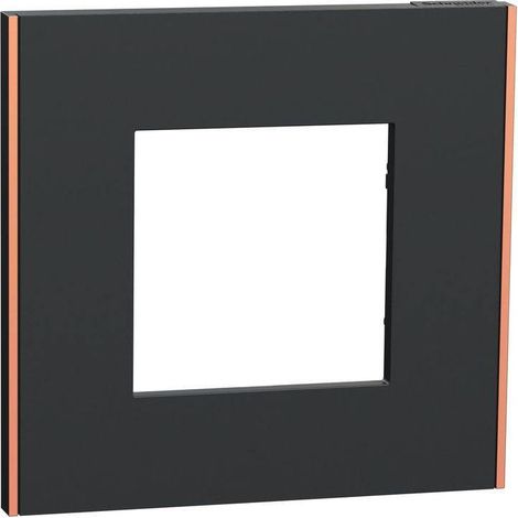 Schneider Electric – Plaque de finition Unica Déco Subtil – Anthracite liseré cuivre – 1 poste – Compatible avec prises Unica 45x45 – Fixation rapide (1/3)