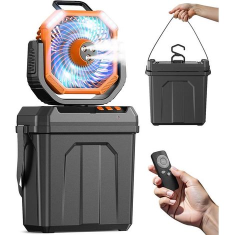 ®RisingFF Climatiseur portable, ventilateur brumisateur à batterie 20 000 mAh avec télécommande et éclairage LED