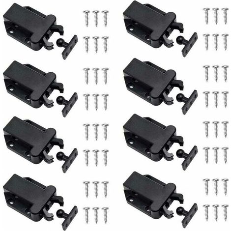 8 piezas de pestillos de apertura táctil, pestillos de presión, pestillos no magnéticos para puertas de armarios, muebles y roperos, pestillo táctil negro, 68 x 42,2 x 17 mm — - Crezuo (1/4)