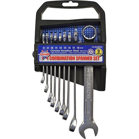 Faithfull Chrome Vanadium Combination Spanner Set, 9 Piece FAISPASETC9 (1/3)