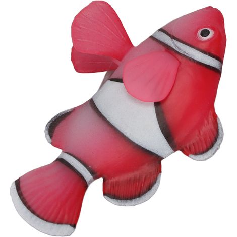 Poisson-clown artificiel flottant en silicone à effet lumineux, décoration d'aquarium avec ventouse rouge (1/5)