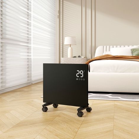 Radiateur 1000W sans soufflerie – certifié CE/GS – installation possible au mur ou sur roulettes – noir
