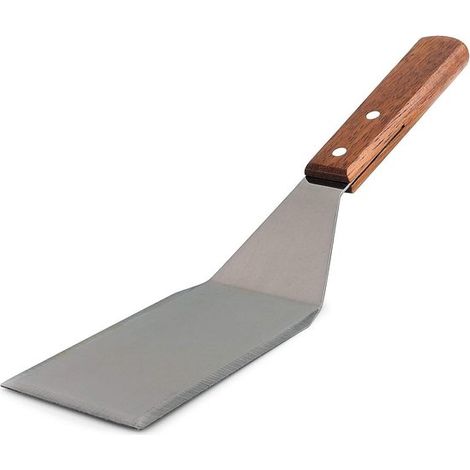Spatule robuste en acier inoxydable - Spatule de cuisson avec manche en bois pour teppanyaki, barbecue, steak et pizza (1/5)
