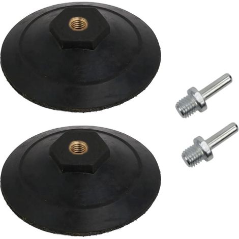 2x Trade-Shop Klett Haftteller / Schleifteller / Aufnahmeteller 100mm Durchmesser für Schleifscheiben, Schleifpads, Polierscheiben / inkl. M14 Adapter (1/2)