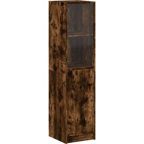 Aparador cómoda cómoda armario mueble organizador cocina salón salón con puerta de cristal 35 x 37 x 142 cm marrón 020030097