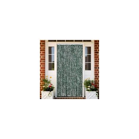 Crezuo Moskitonetzvorhang aus Chenille, grün und weiß, 90 x 220 cm