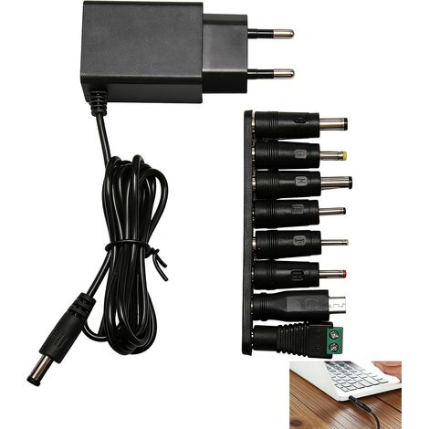 Adaptateur Secteur 6V 1A avec 8 Embouts, Universel Alimentation AC 100-240V vers DC 6V 1000mA, Chargeur Multi-Connecteurs pour Bandes LED, Caméras CCTV, Routeurs, Jouets Électriques et Appareils (1/5)