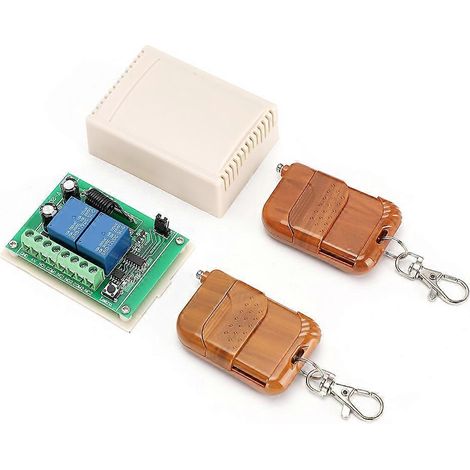Télécommande 2 Boutons avec Récepteur 2 Canaux, Interrupteur Sans Fil DC12V, Kit de Contrôle à Code Apprenant (1/5)