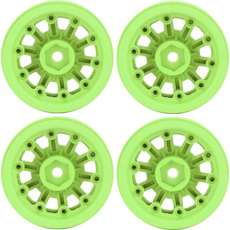 Jantes de 1,9 pouce pour voitures RC crawler Axial SCX10 et Traxxas 1/10 (vertes). (1/5)