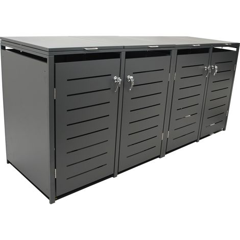 Mülltonnenbox 264x80x116cm für 4x Tonnen 120 und 240 Liter, Stahl anthrazit (1/5)