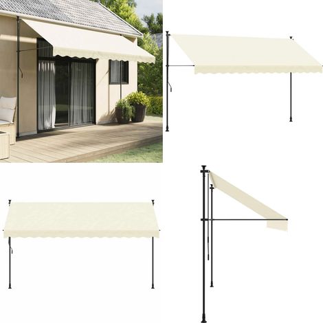 Auvent rétractable crème 350x150 m tissu et acier - Auvent rétractable - Auvent terrasse (1/5)