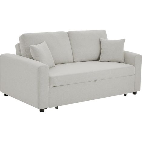 Divano letto 3 posti in tessuto beige - INIZOR (1/5)