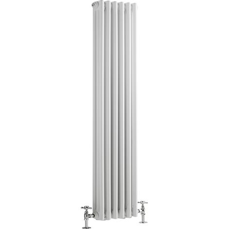 Hudson Reed – Radiateur vertical rétro blanc à colonnes 3 x 4 – 1157 Watts – 180 x 29 x 10 cm – Acier haute qualité – Certifié ISO9001 et CE