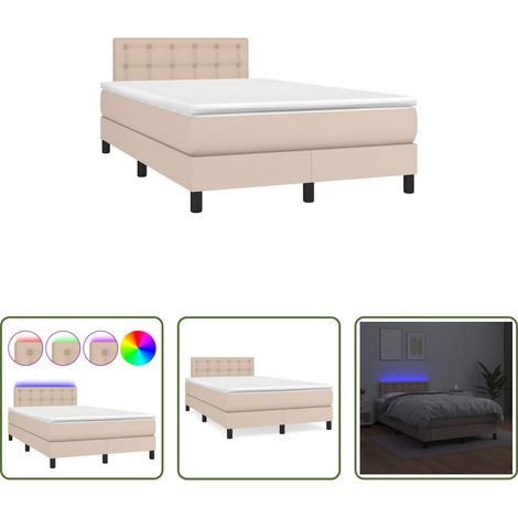 Sommier tapissier - Sommier à lattes de lit avec matelas LED cappuccino 120x190 cm (1/5)